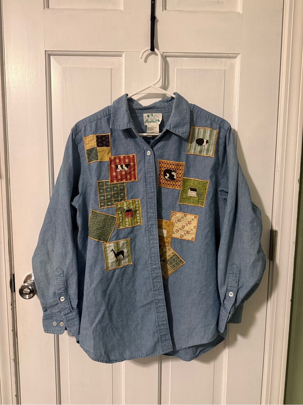 Vintage Quacker Factory Patchwork Embroidered Button Down Shirt - 100% Cotton